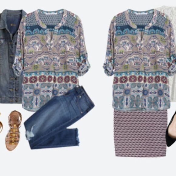 Collective Concepts Blue multi Blouse stitch fix - Picture 8 of 8